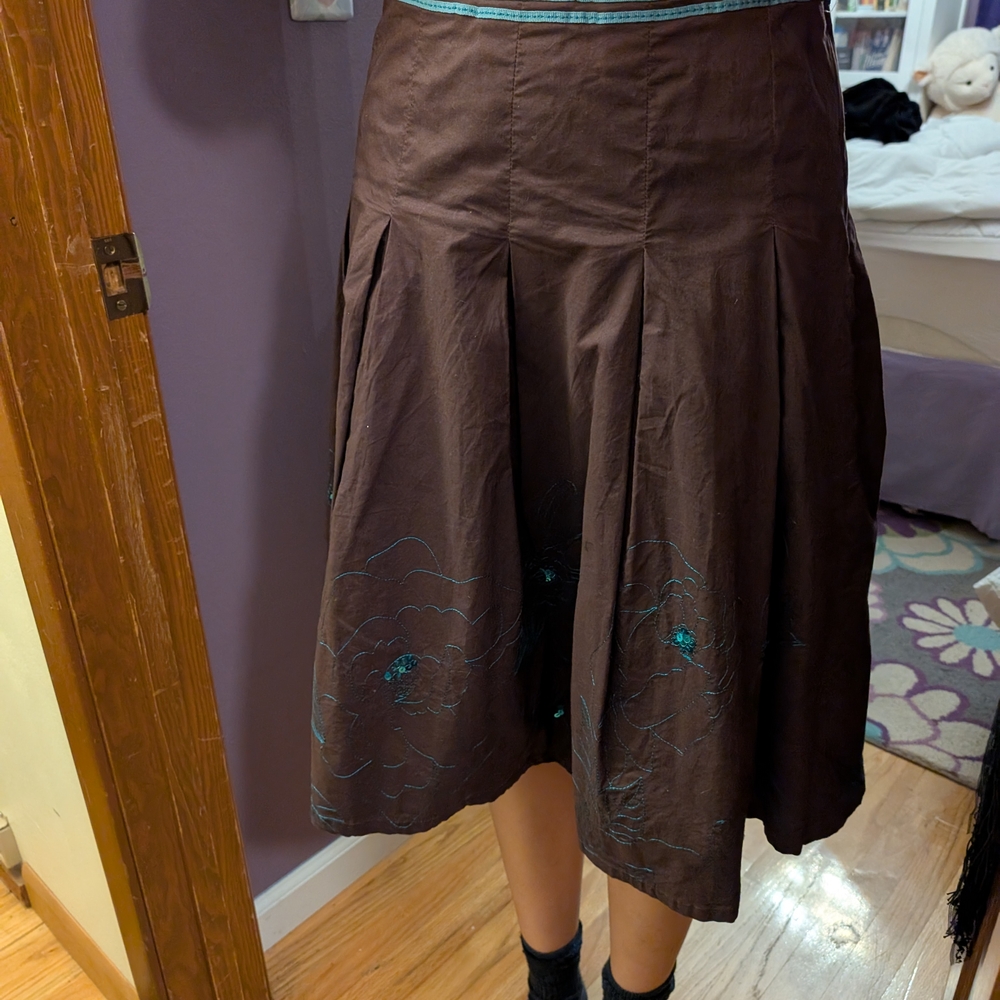 Elegant Brown A-Line Skirt